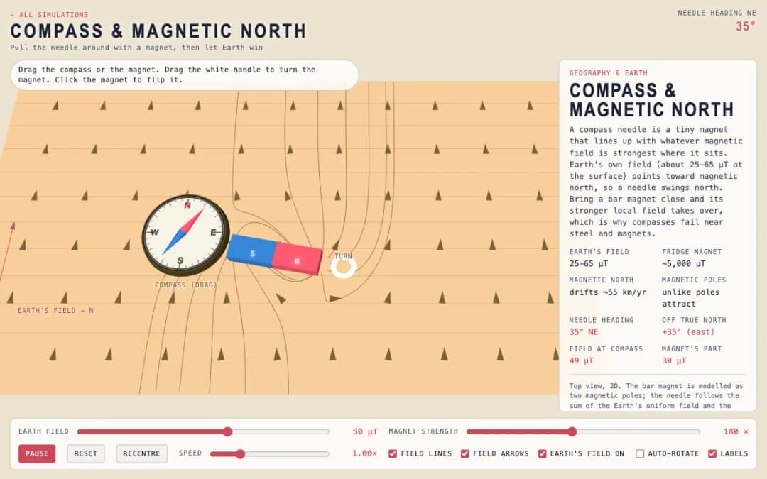 پیش‌نمایش Compass & Magnetic North