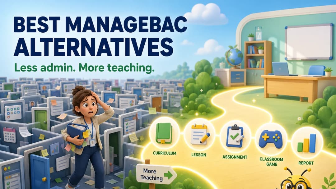 Teacher choosing a simpler connected alternative to a complex international-school platform