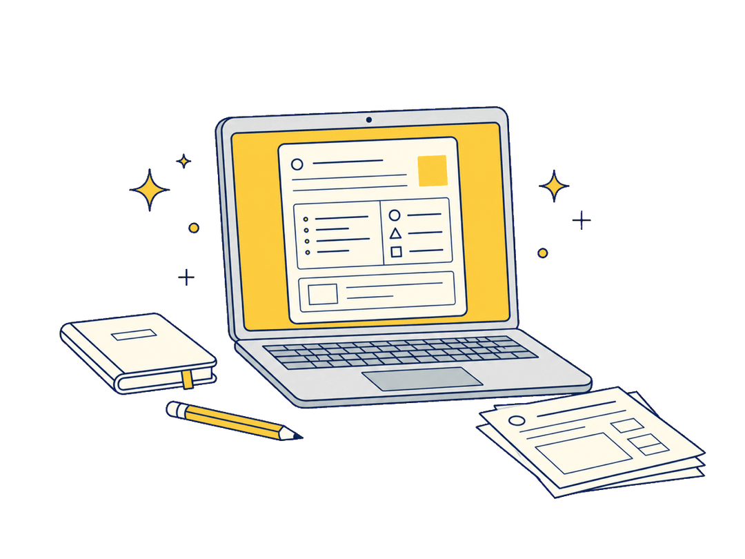 Illustrated AI lesson resources on a laptop