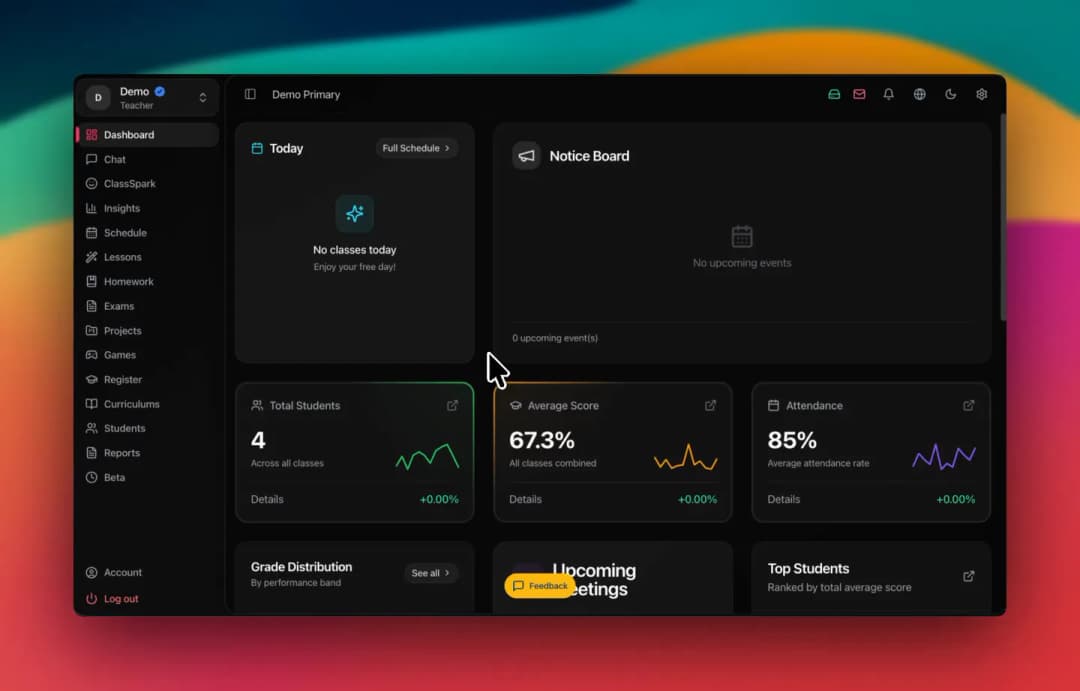 Real KiwiBee product workspace showing navigation, schedule, and connected daily context.
