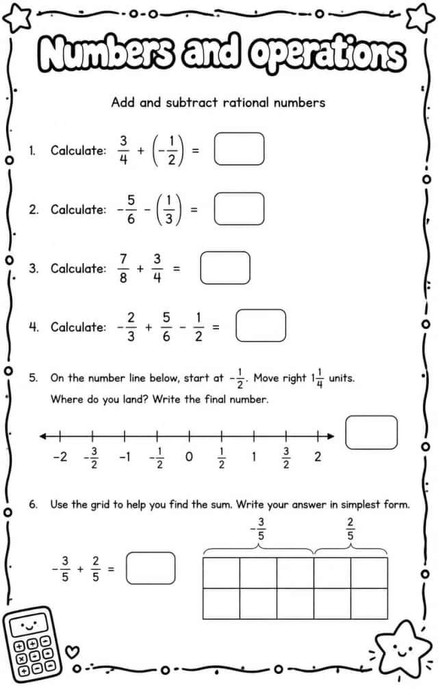 Add and subtract rational numbers