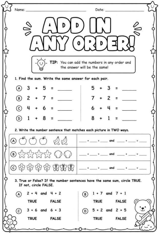Add in any order