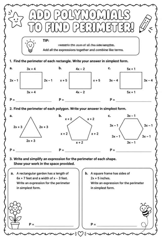 Add polynomials to find perimeter