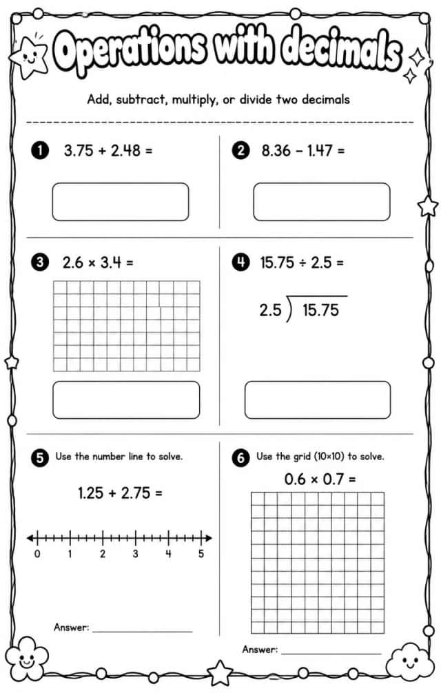 Add, subtract, multiply, or divide two decimals