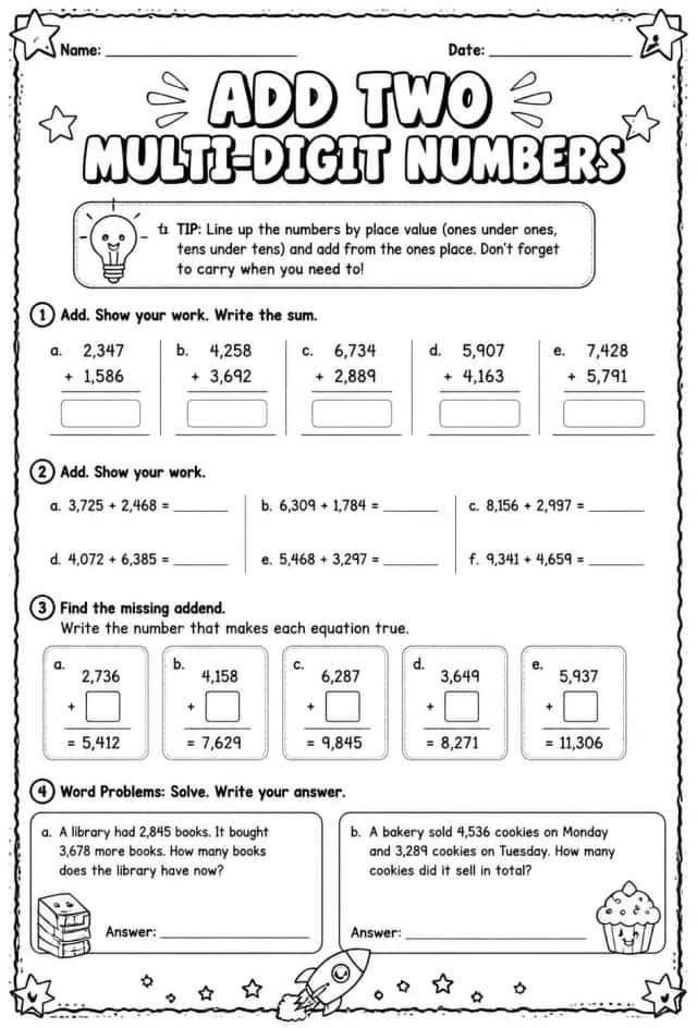 Add two multi-digit numbers
