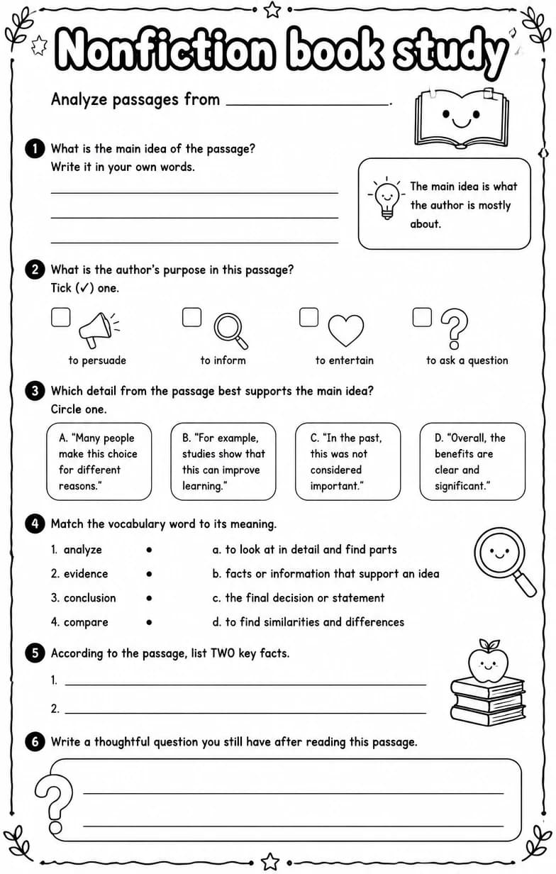 Analyze passages from — free printable Reading strategies English worksheet