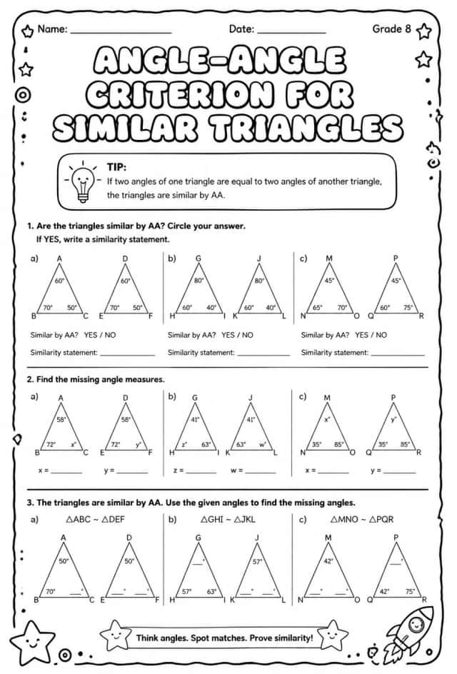 Angle-angle criterion for similar triangles