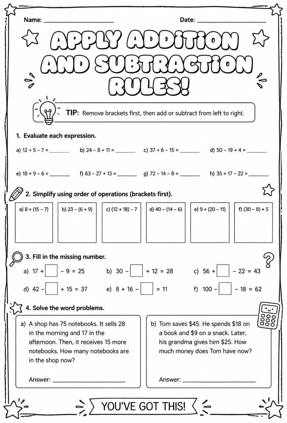 Apply addition and subtraction rules