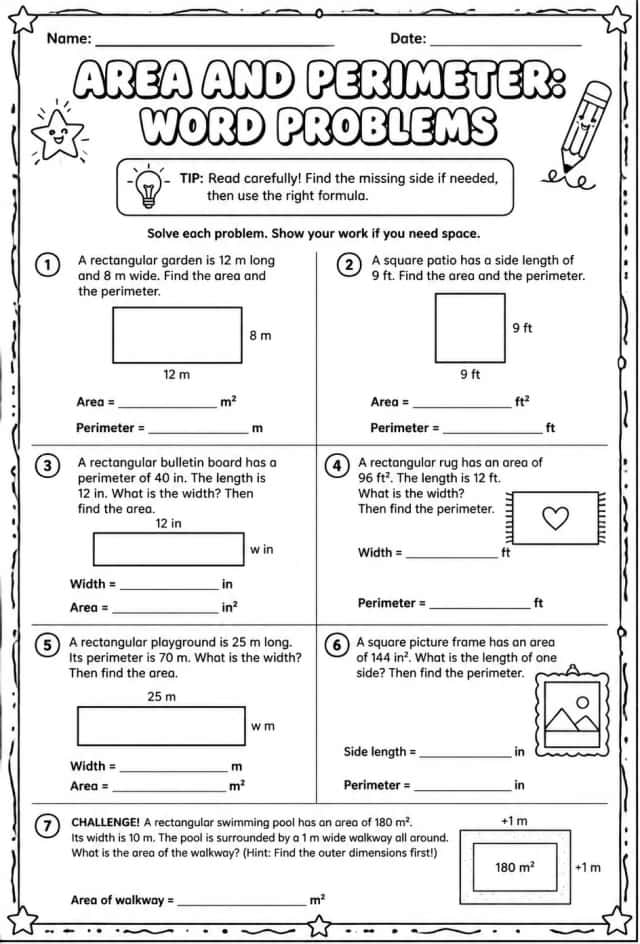 Area and perimeter: word problems