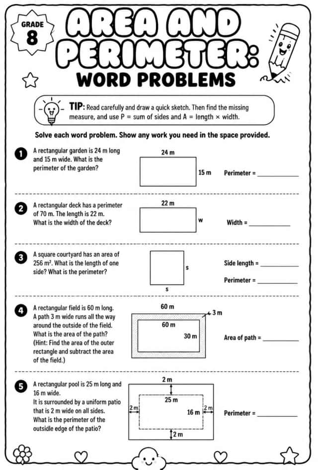 Area and perimeter: word problems