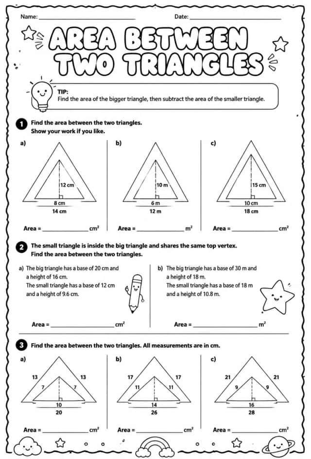 Area between two triangles