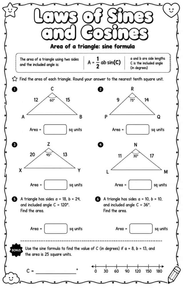 Area of a triangle: sine formula