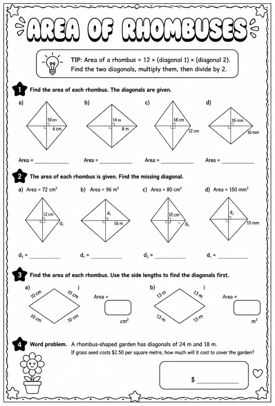 Area of rhombuses