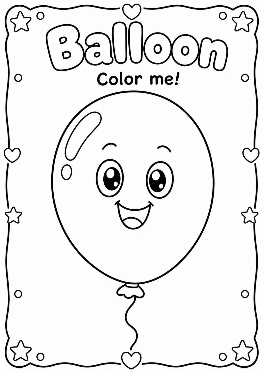 Balloon Coloring Pages — free printable Kindergarten Art worksheet