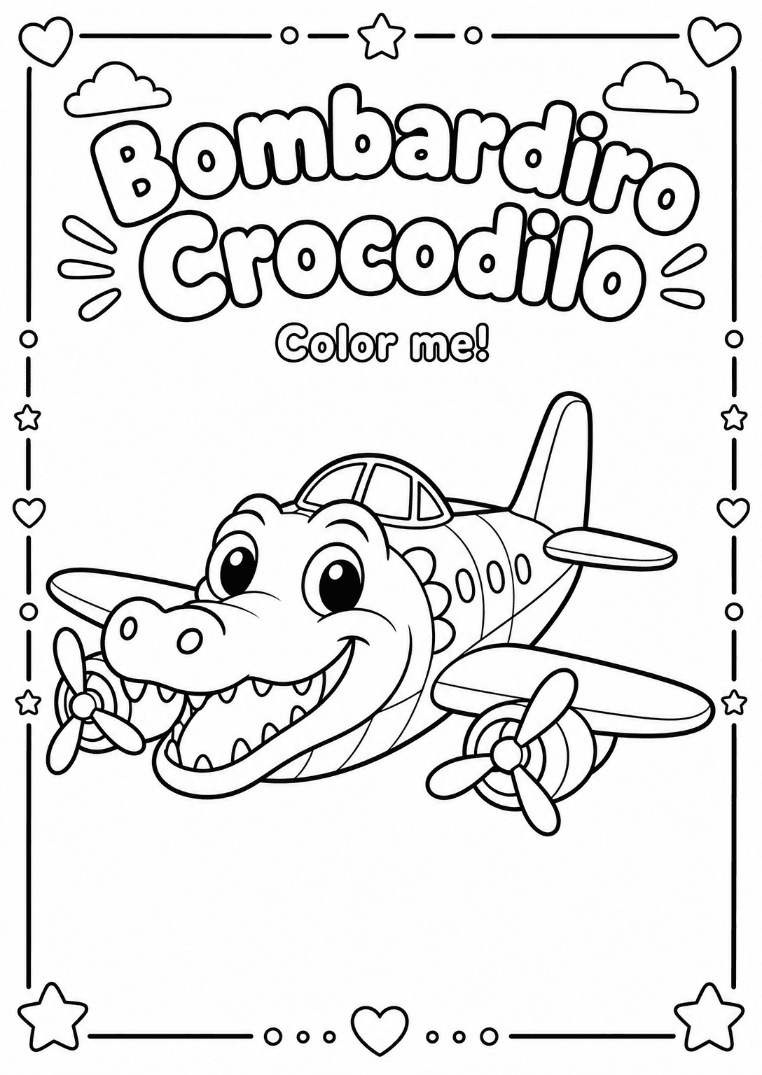 Preview of Bombardiro Crocodilo Coloring Pages