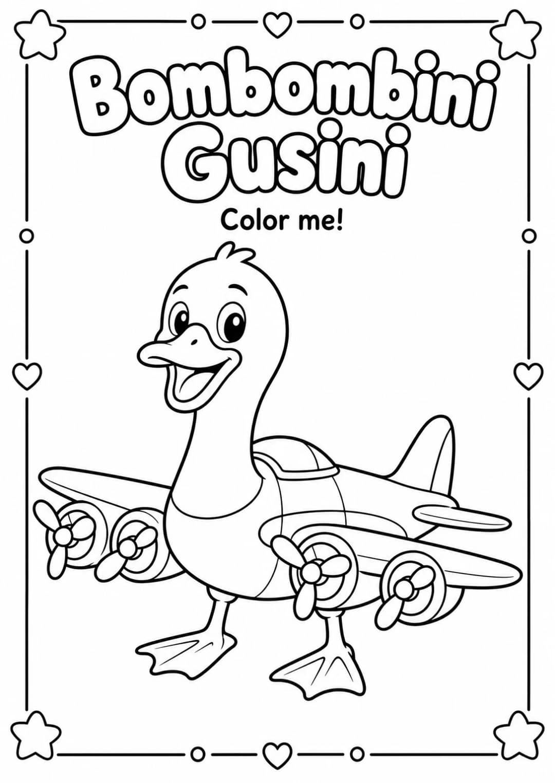 Bombombini Gusini Coloring Pages — free printable Kindergarten Art worksheet