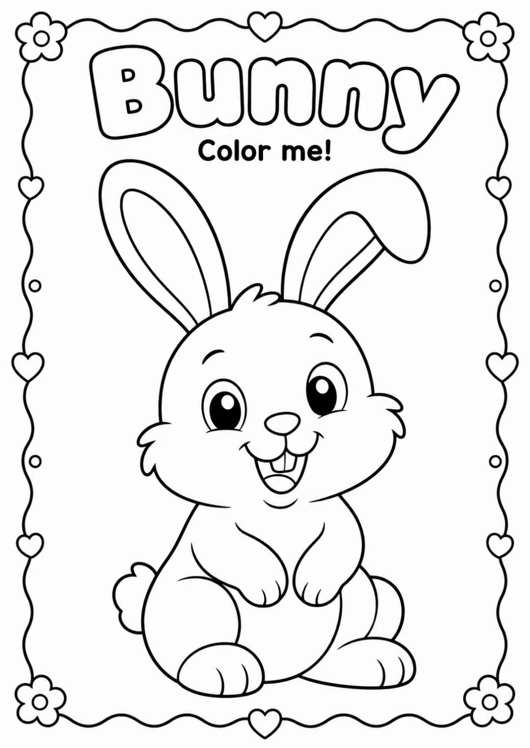 Bunny Coloring Pages — free printable Kindergarten Art worksheet