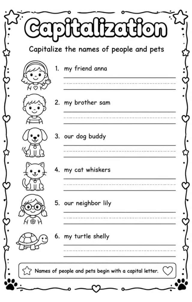 Capitalize the names of people and pets