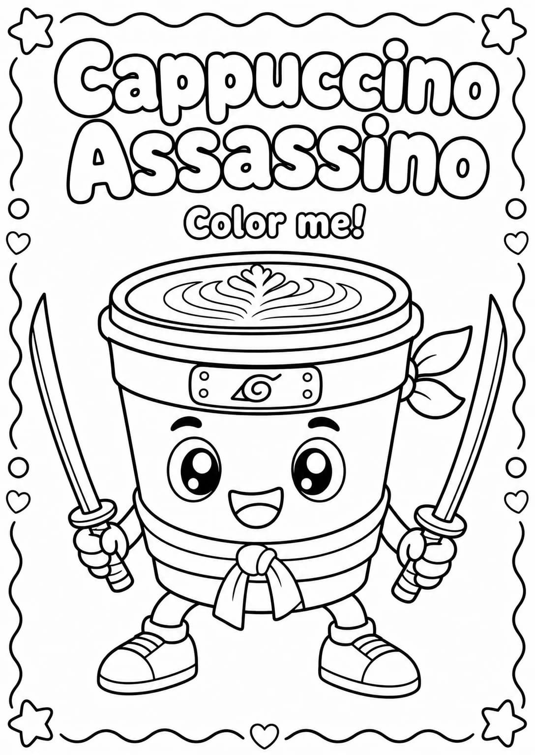 Cappuccino Assassino Coloring Pages — free printable Kindergarten Art worksheet