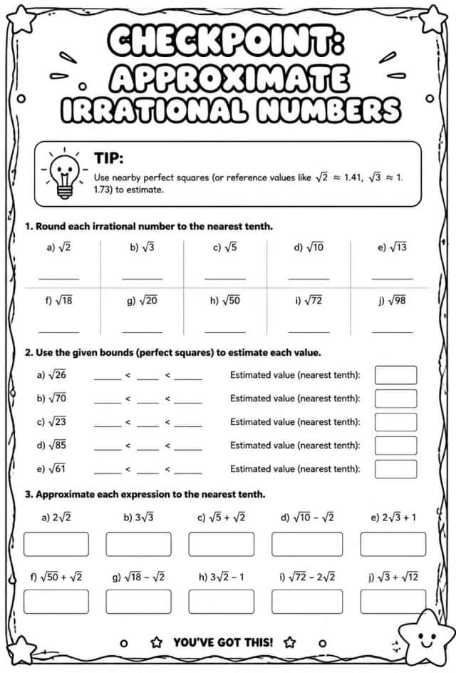 Checkpoint: Approximate irrational numbers