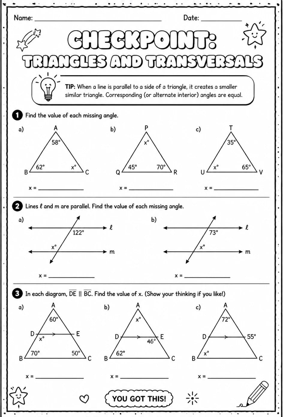 Checkpoint: Triangles and transversals