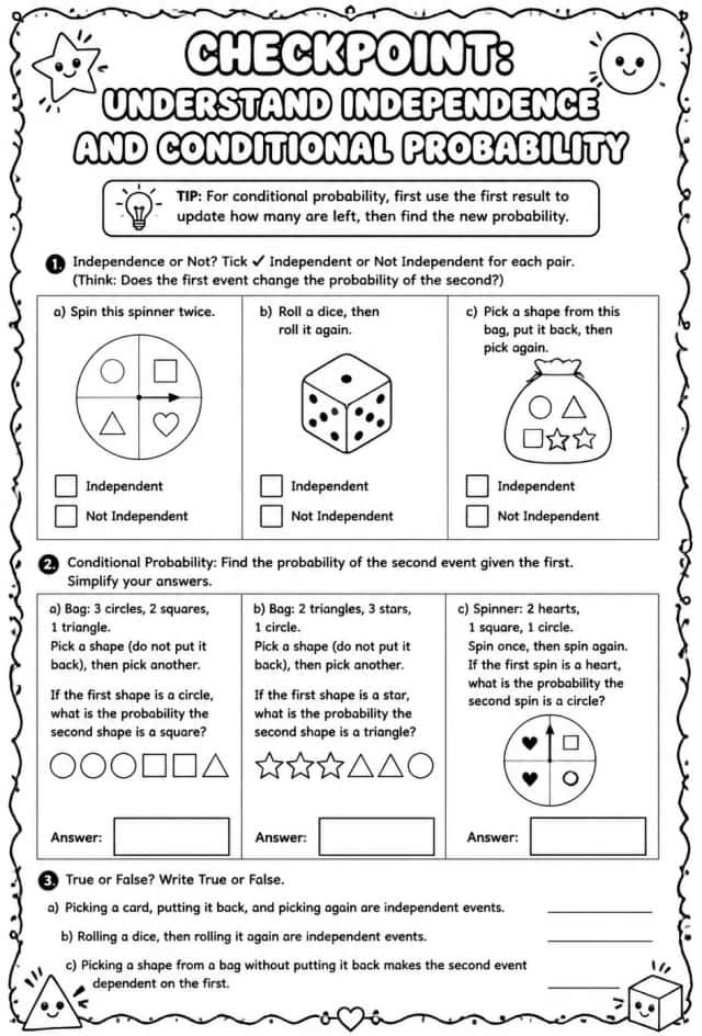 Checkpoint: Understand independence and conditional probability
