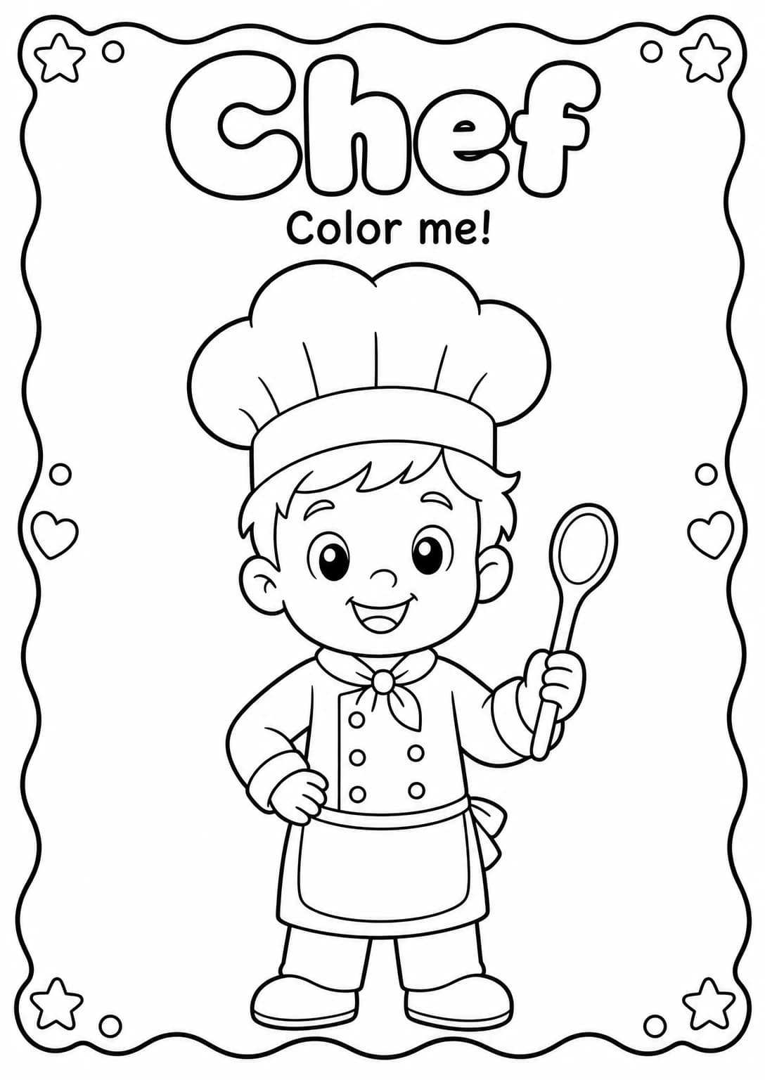 Chef Coloring Pages — free printable Kindergarten Art worksheet