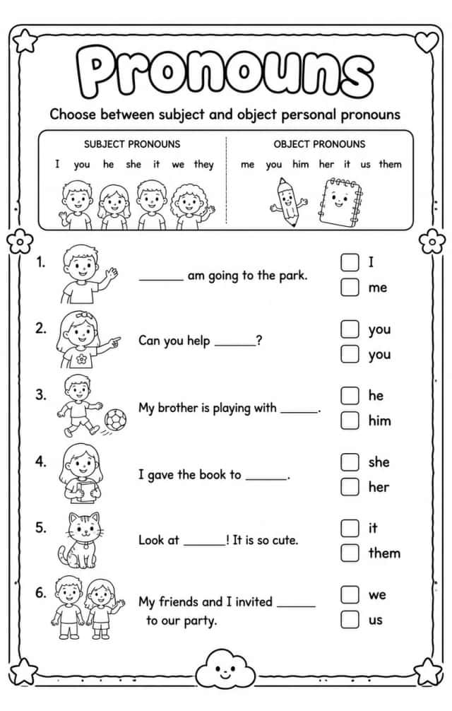 Choose between subject and object personal pronouns