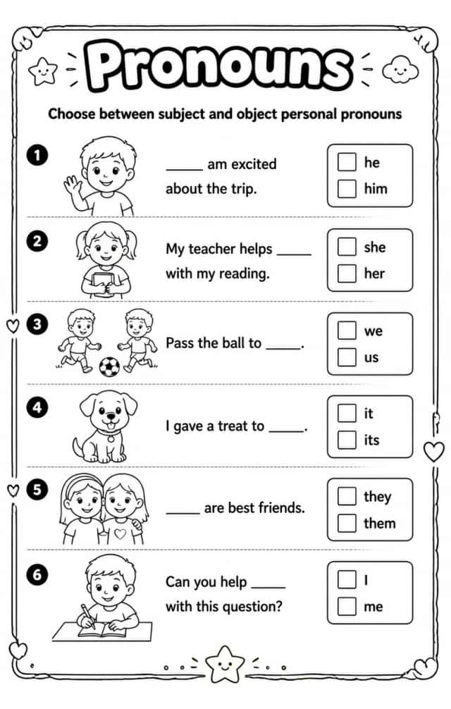 Choose between subject and object personal pronouns
