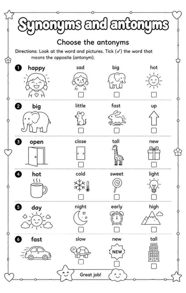 Choose the antonyms