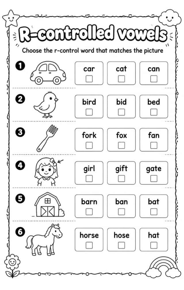 Choose the r-control word that matches the picture