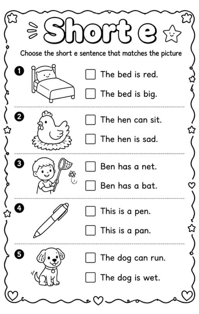 Choose the short e sentence that matches the picture