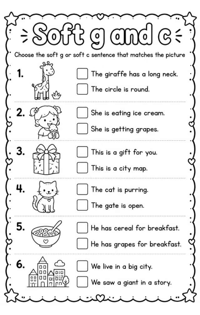 Choose the soft g or soft c sentence that matches the picture