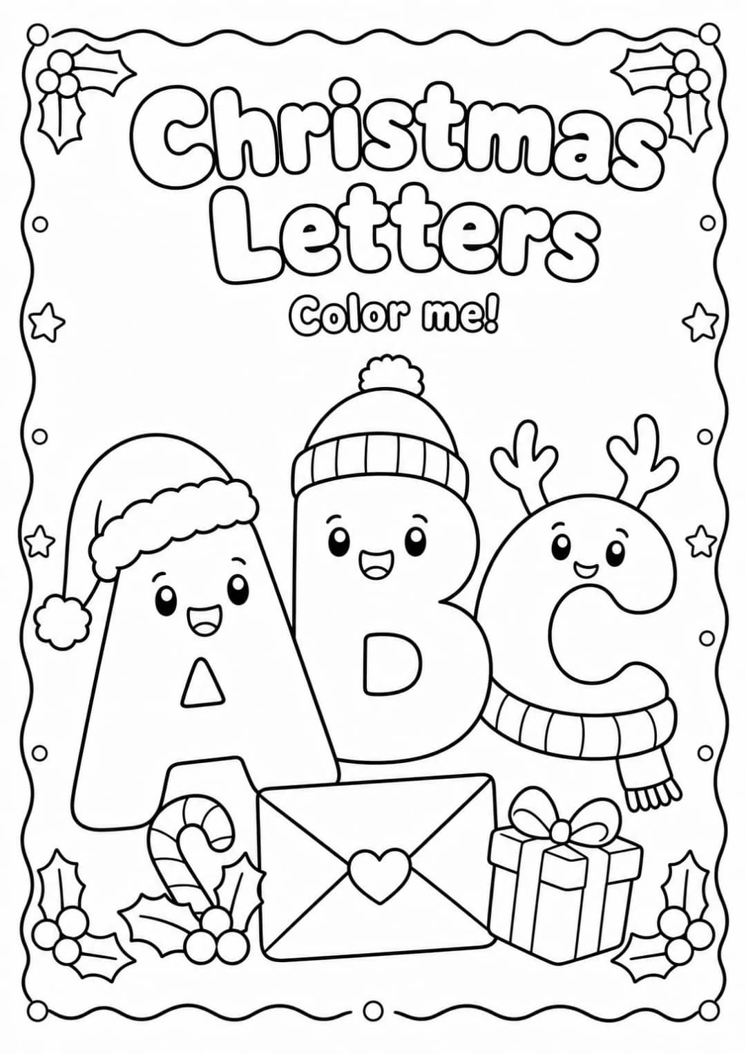 Christmas Letters Coloring Page — free printable Grade 2 English & Reading worksheet