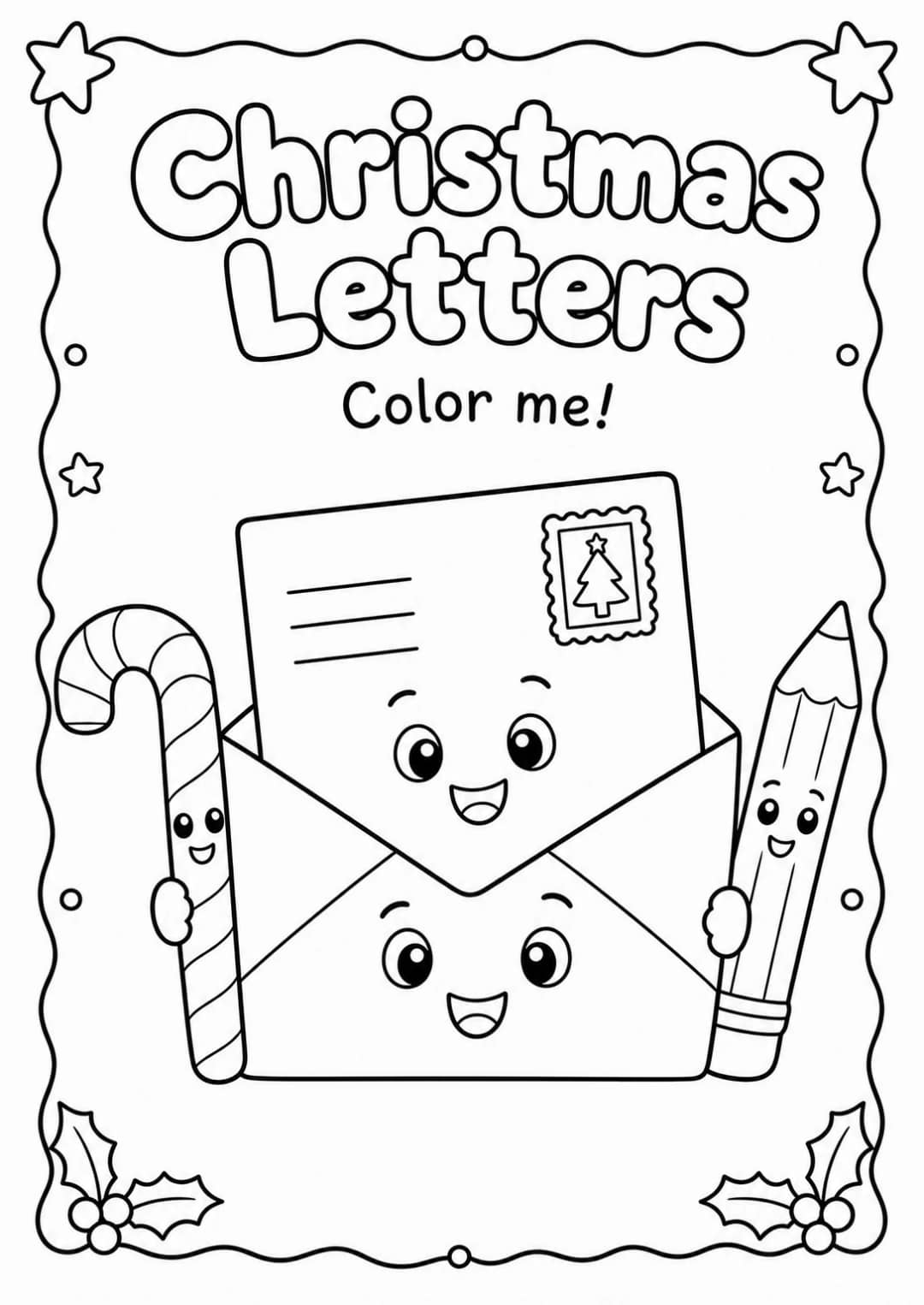 Christmas Letters Coloring Page — free printable Pre-K English & Reading worksheet