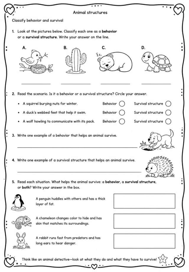 Classify behavior and survival