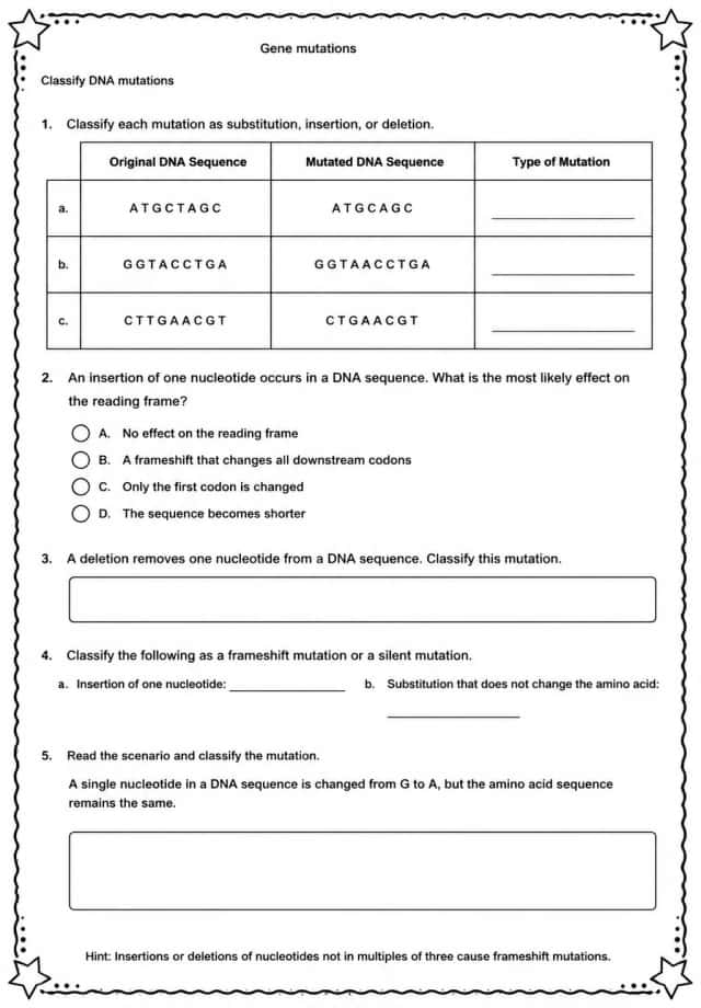 Classify DNA mutations
