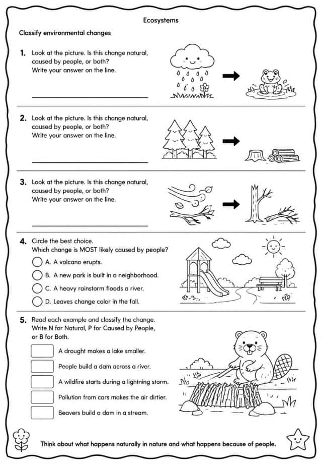 Classify environmental changes