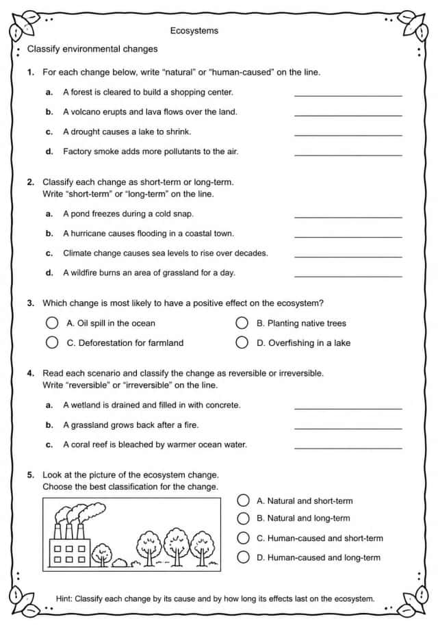 Classify environmental changes