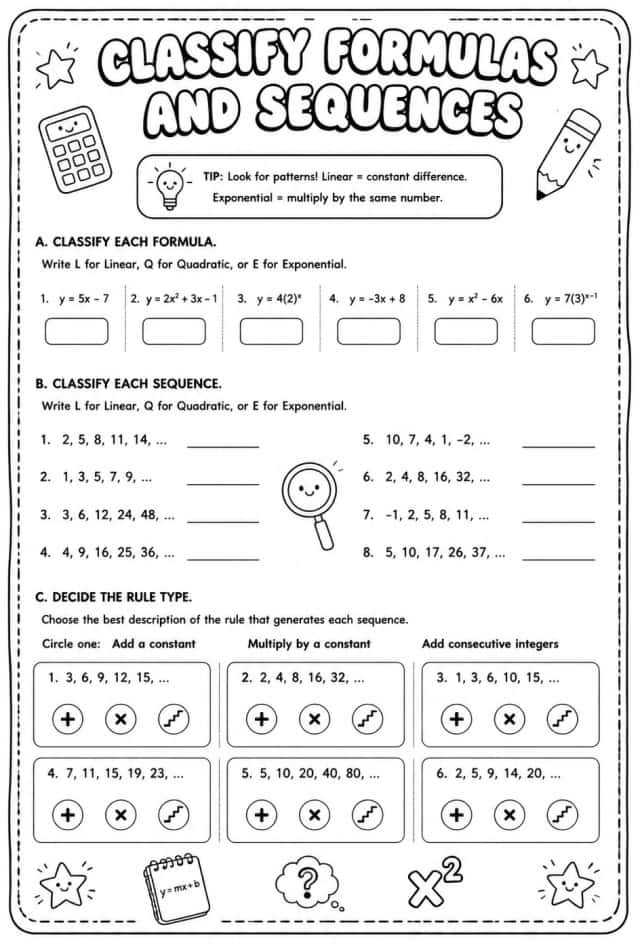 Classify formulas and sequences