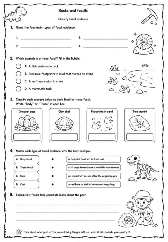 Classify fossil evidence