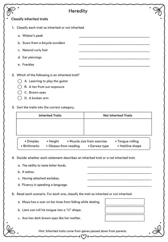 Classify inherited traits