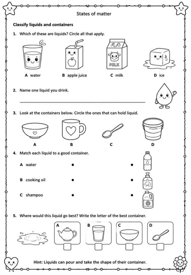 Classify liquids and containers