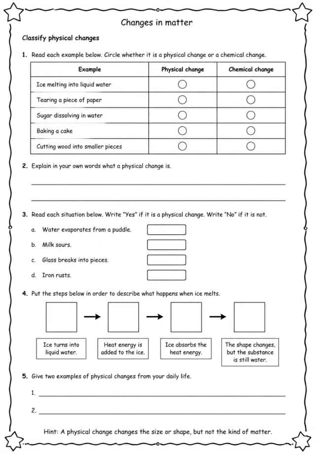 Classify physical changes