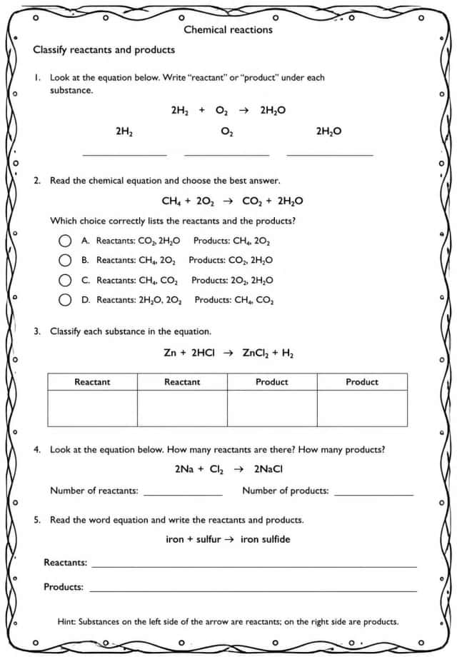 Classify reactants and products