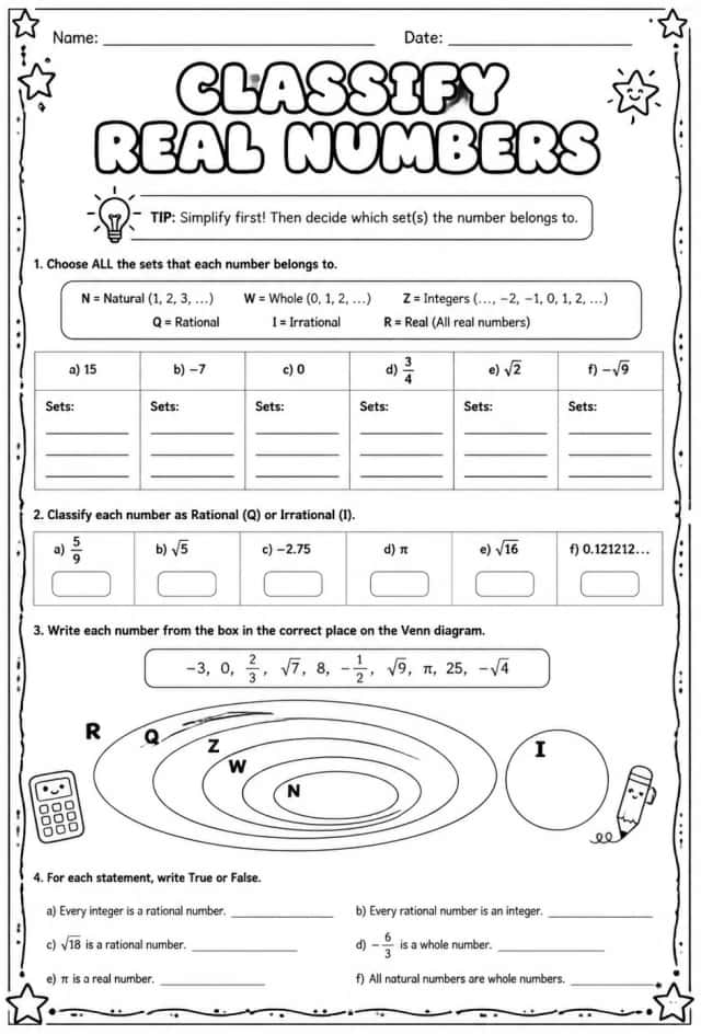 Classify real numbers