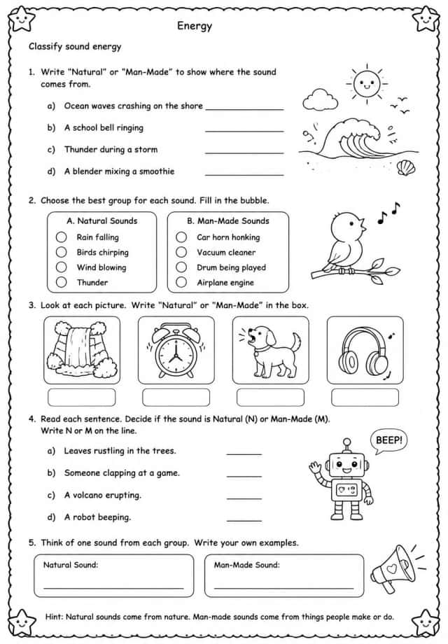 Classify sound energy