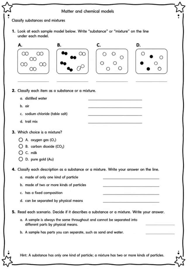 Classify substances and mixtures