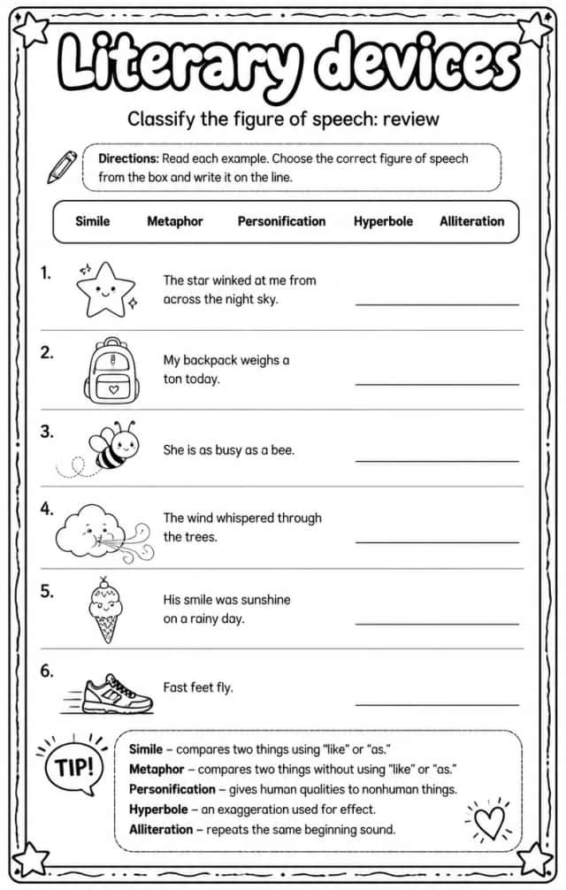 Classify the figure of speech: review