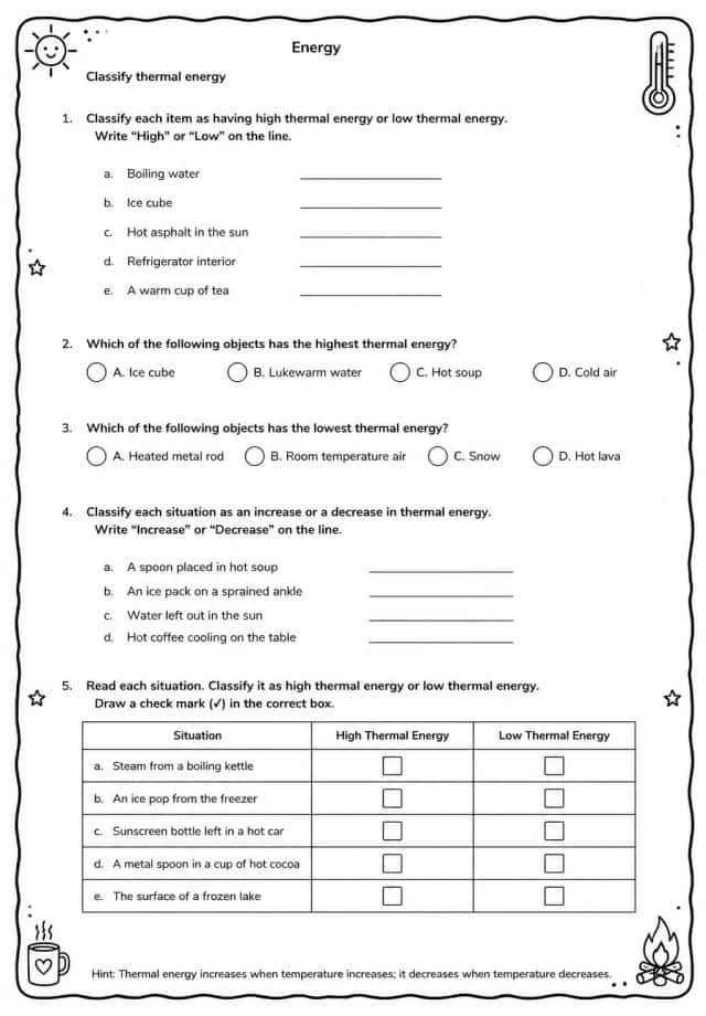 Classify thermal energy